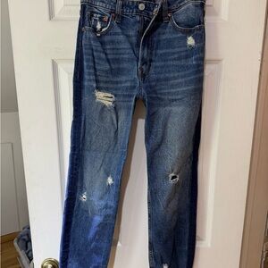 Abercrombie & Fitch Blue Slim Jeans with Distressed Details